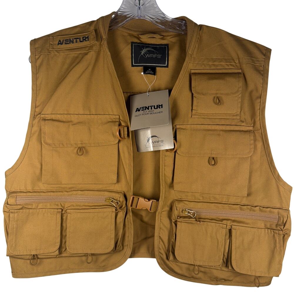 White River Fly Shop Fishing Vest Tan Brown Multi-Pocket Utility Outdoor Medium